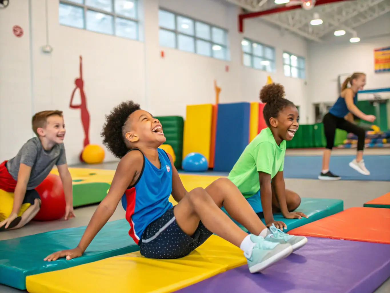 A vibrant image of children participating in a beginner's table tennis class, showcasing the fun and inclusive environment of the program.