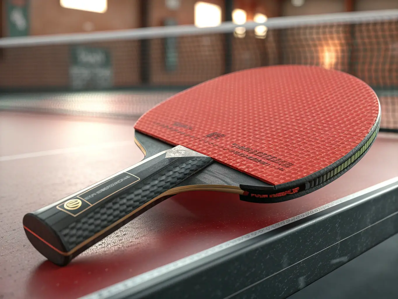A close-up image of a table tennis player's hand skillfully executing a spin shot, highlighting the precision and technique involved in the sport. The focus is on the paddle and ball, emphasizing the fine motor skills developed through table tennis.